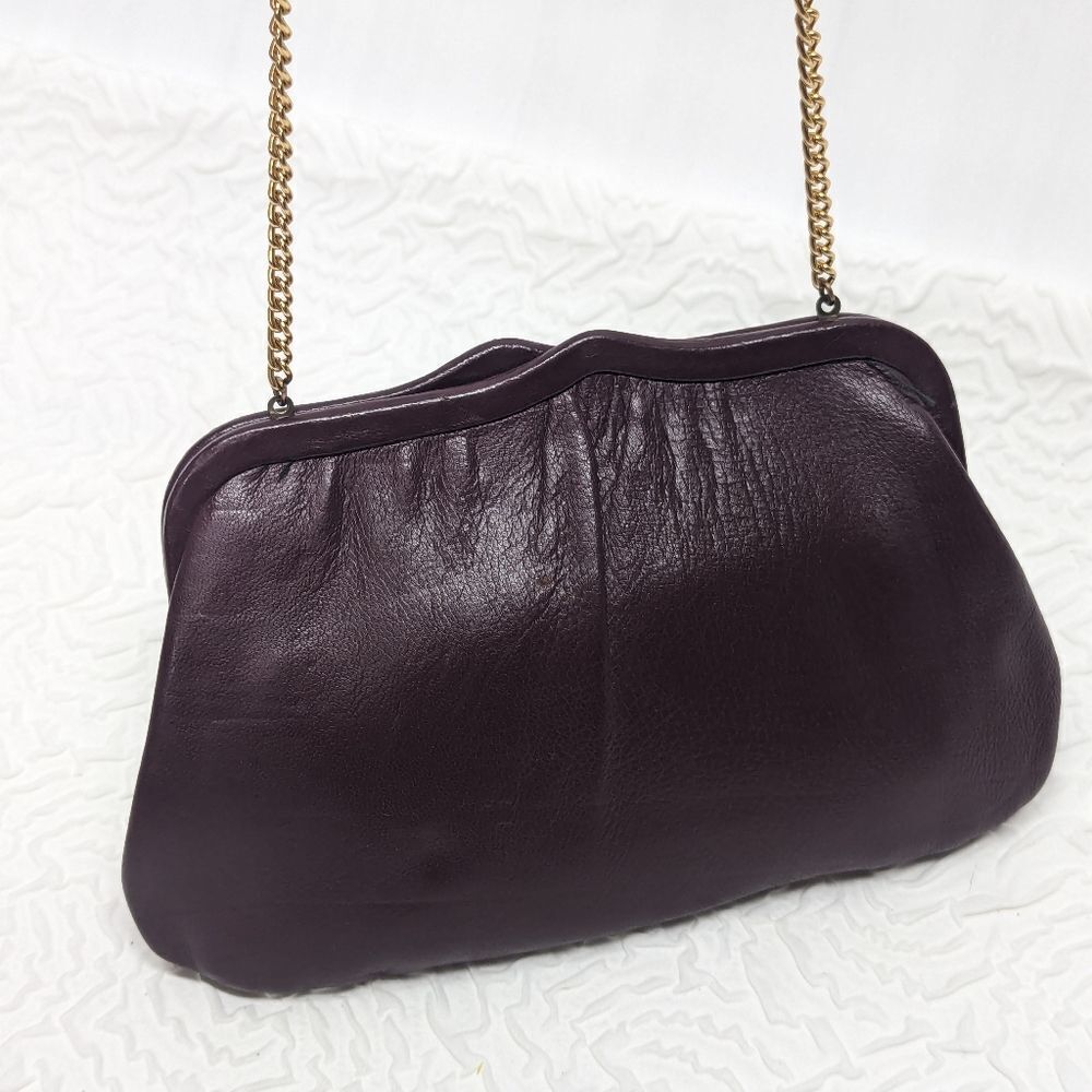 VINTAGE 1950s ANDE | Calfskin Leather Convertible Clutch Mahogony